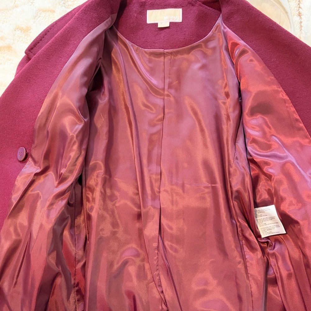 Michael Kors Asymmetrical Belted Wool Coat Ruby Red, SP - Picture 5 of 8